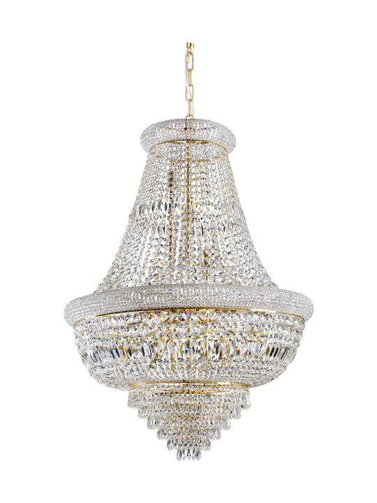 Ideal Lux Dubai Πολυέλαιος 24xE14 Ø80cm με Κρύσταλλα Χρυσός 243528